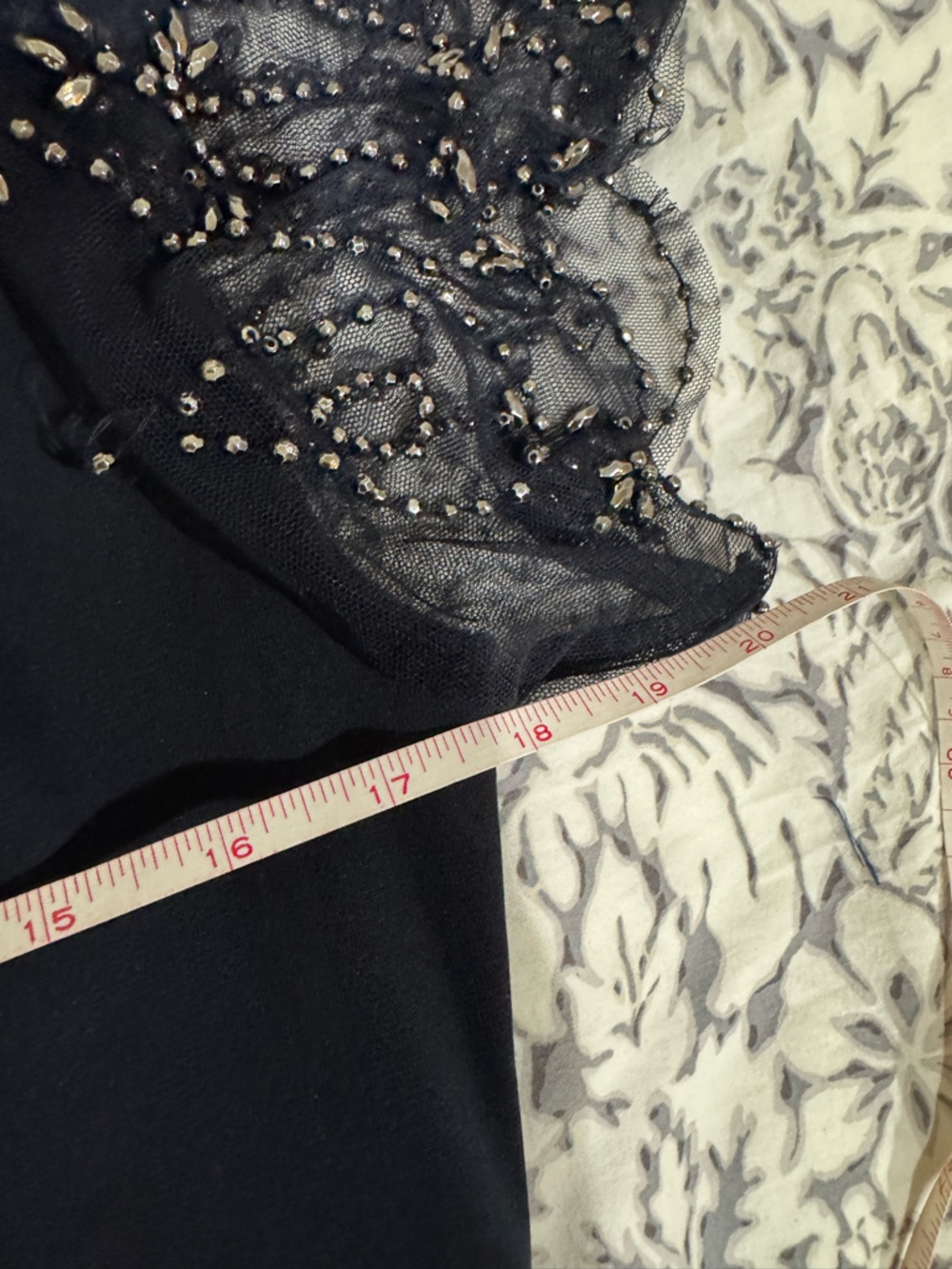 Xscape Dark Navy V-Neck Maxi Dress with Beaded Fringe Sleeves size 14 - Picture 11 of 16